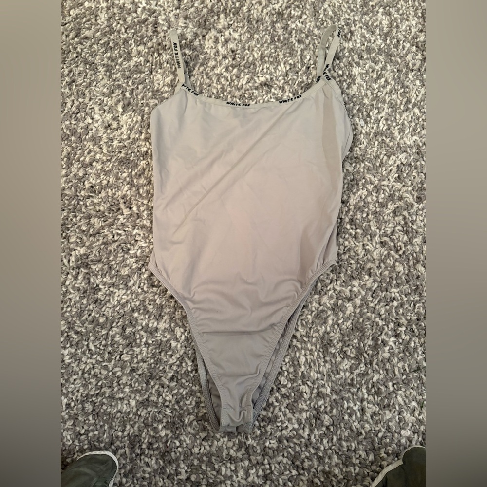 White Fox Logo Strap Bodysuit in Clay Size XS